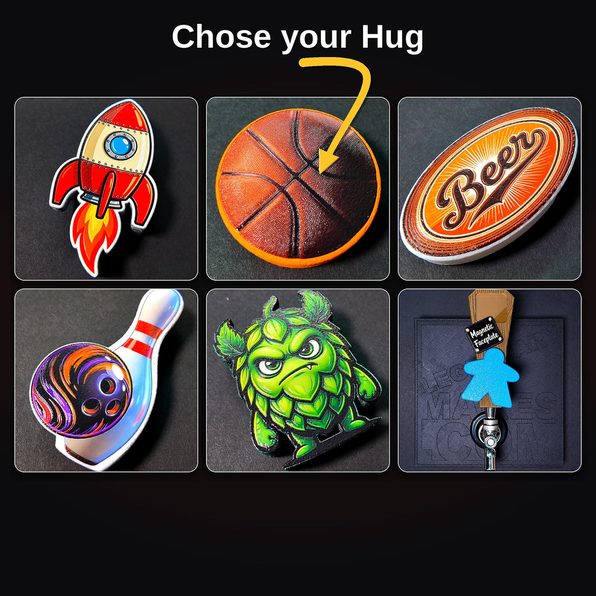 Beer Tap Handle — VersaTap™ Hug — Magnetic Wood PLA Kegerator Handle