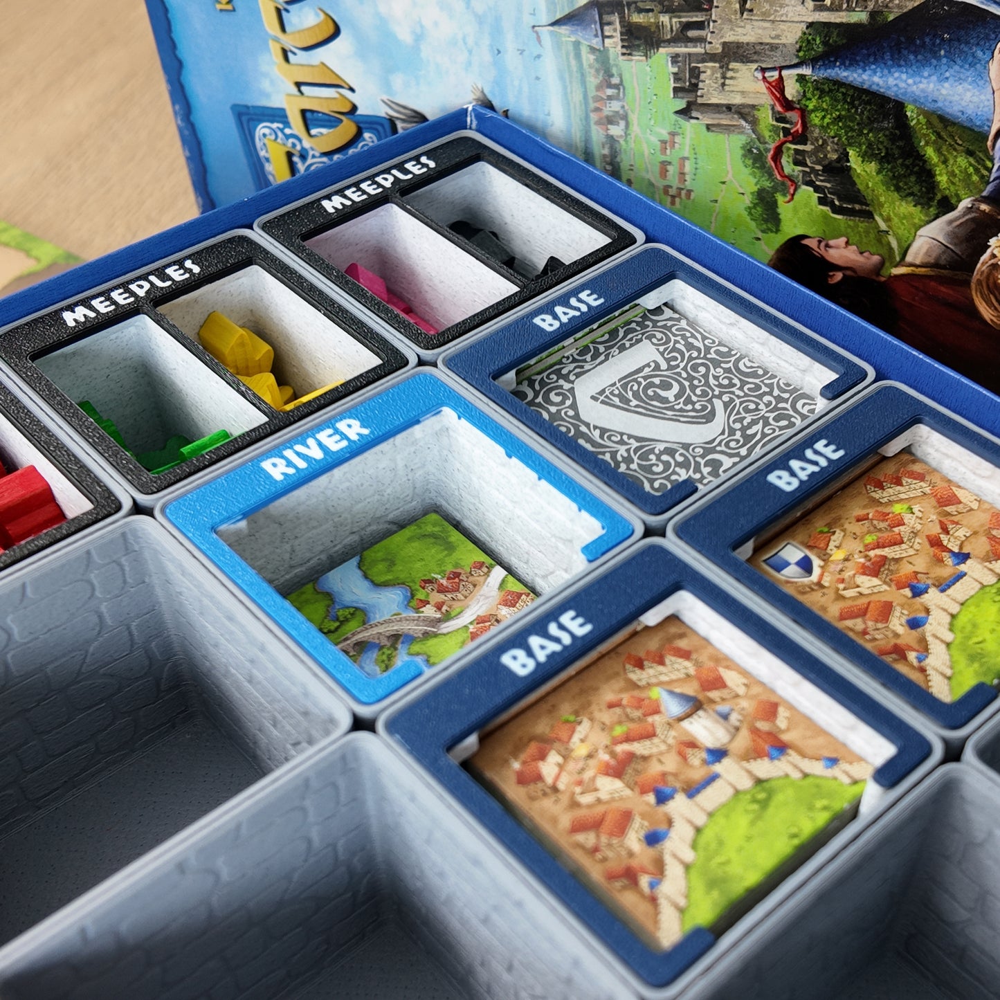 Carcassonne Organizer Stone Marble Themed Gridfinity Fits 2nd 3rd Edition 3D Printed Board Game Storage Solution