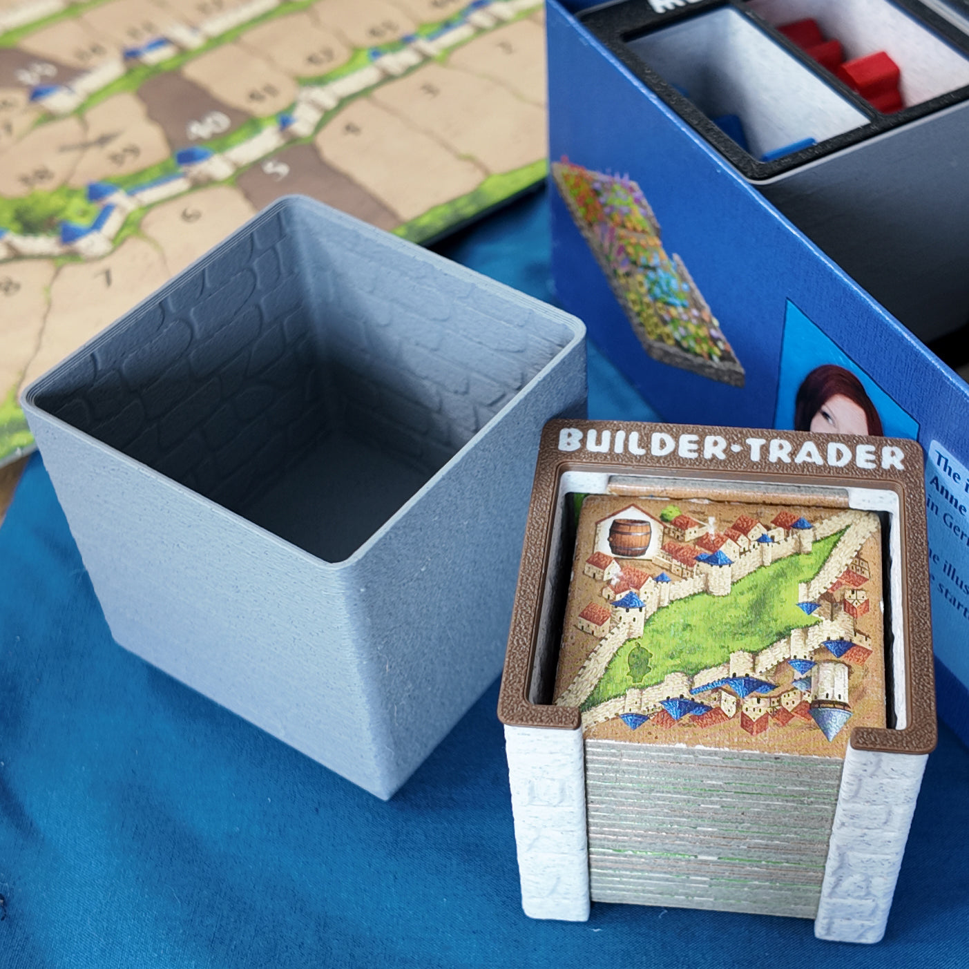 Carcassonne Organizer Stone Marble Themed Gridfinity Fits 2nd 3rd Edition 3D Printed Board Game Storage Solution