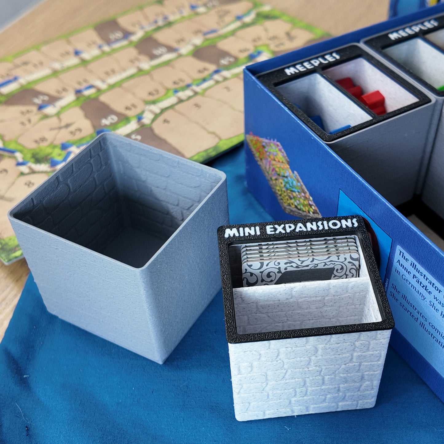Carcassonne Organizer Stone Marble Themed Gridfinity Fits 2nd 3rd Edition 3D Printed Board Game Storage Solution
